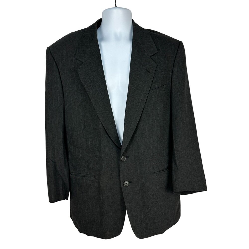 Confezioni Riserva Black Pinstripe Blazer 2-Button Wool Blend Mens Size 44 Long